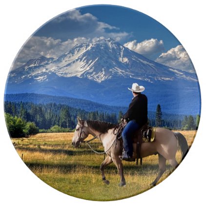 MT SHASTA WITH HORSE AND RIDER PLATE