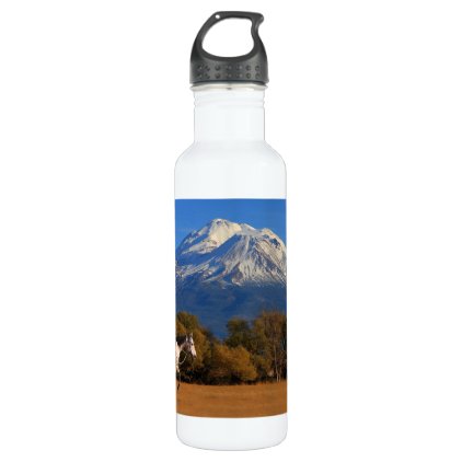 MT SHASTA WITH HORSE AND RIDER STAINLESS STEEL WATER BOTTLE