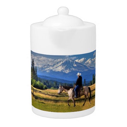 MT SHASTA WITH HORSE AND RIDER TEAPOT