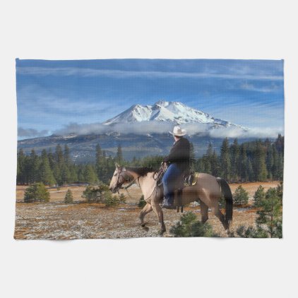 MT SHASTA WITH HORSE AND RIDER TOWEL