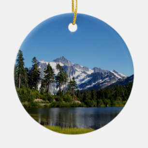 Mt Shuksan From Picture Lake Ceramic Ornament