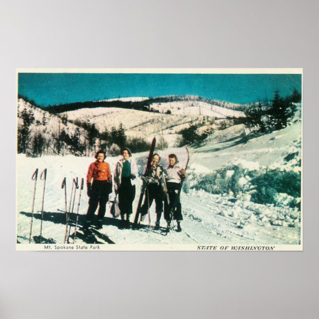 Mt. Spokane State Park Ladies SkiingWashington Poster (Front)