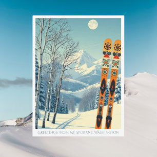 Mt. Spokane Washington ski resort Postcard