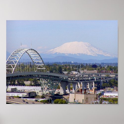 Mt St Helens  Fremont Bridge Poster