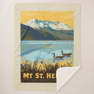 Mt St. Helens Washington Sherpa Blanket