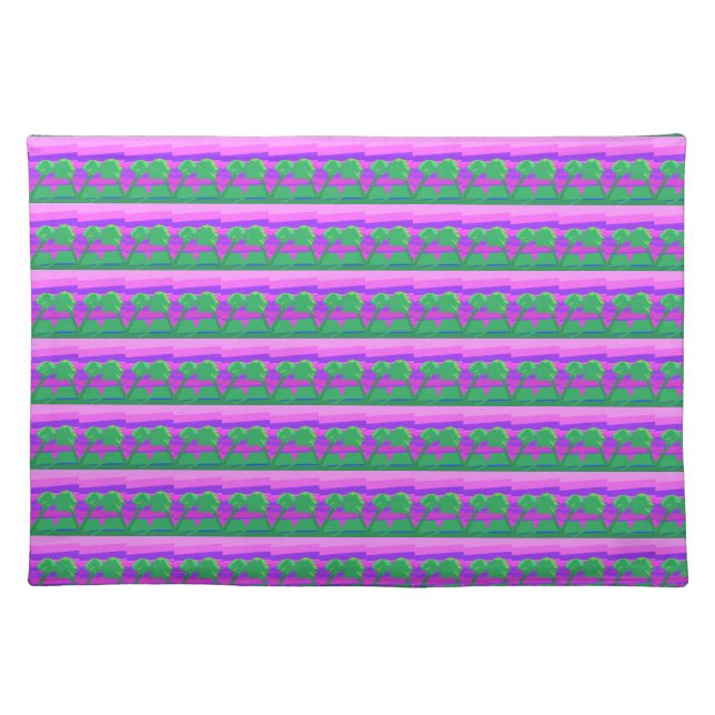 Mt. Sunset Pink Green Purple  Cloth Placemat (Front)