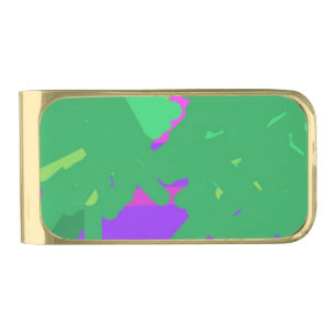 Mt. Sunset Pink Green Purple Gold Finish Money Clip