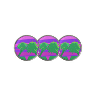 Mt. Sunset Pink Green Purple Golf Ball Marker