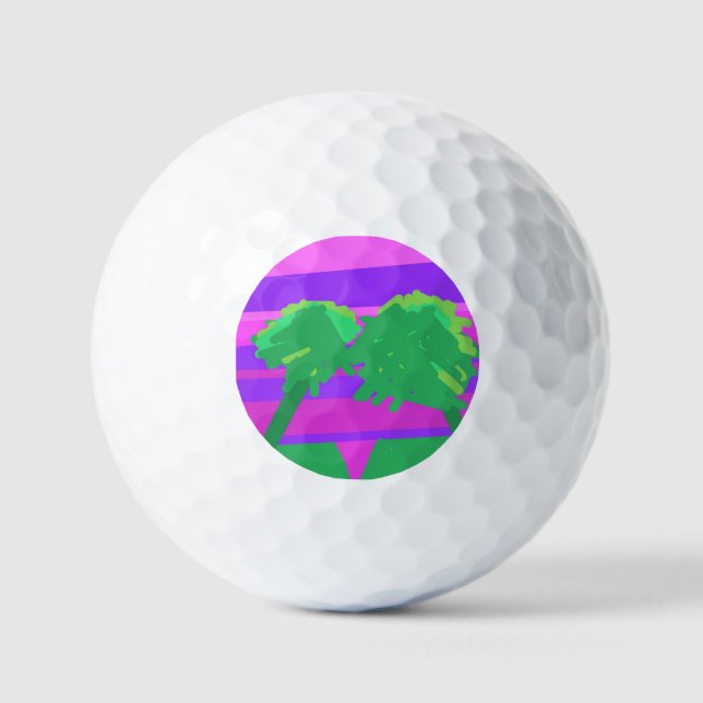 Mt. Sunset Pink Green Purple  Golf Balls (Front)