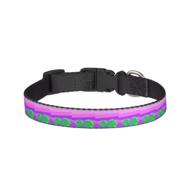 Mt. Sunset Pink Green Purple  Pet Collar (Front)