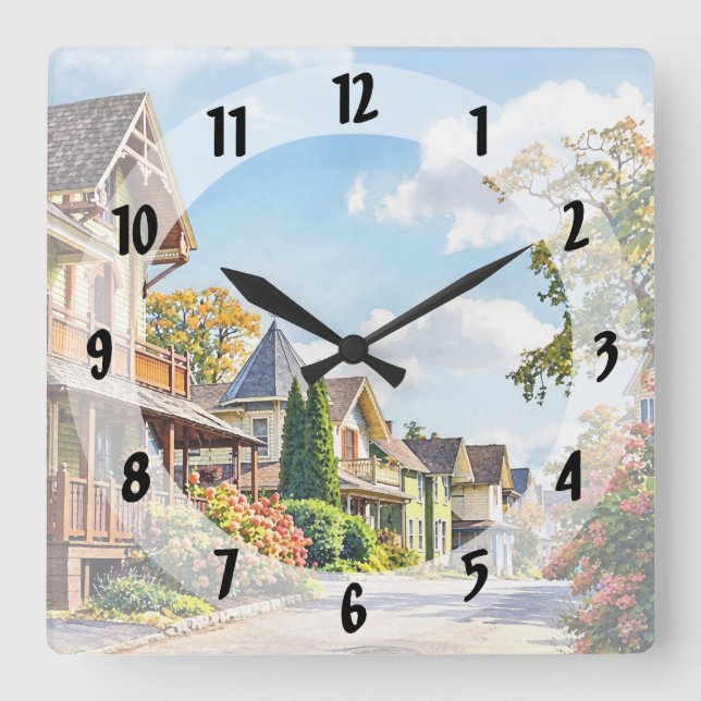 Mt. Tabor NJ – Trinity Place Square Wall Clock (Front)