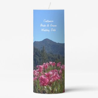 Mt Tamalpais Pink Flowers Pillar Candle