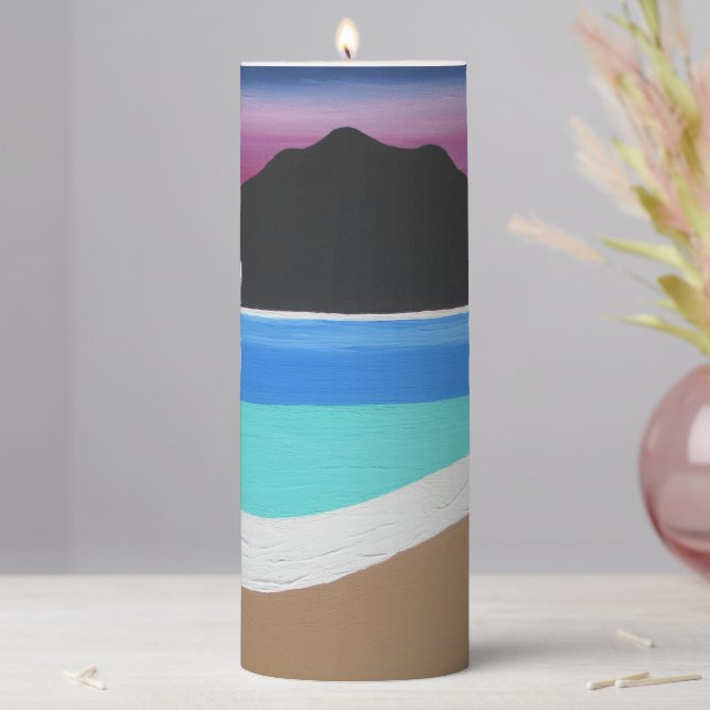 Mt Tamalpais Twilight Shoreline Customizable Pillar Candle (In Situ)