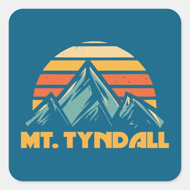 Mt. Tyndall California Retro Turquoise Square Sticker (Front)