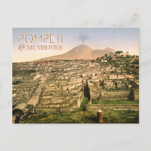 Mt Vesuvius and the ruins of Pompeii in Italy Postcard