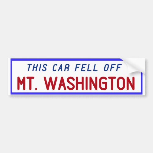 Mt Washington Bumper Sticker Funny