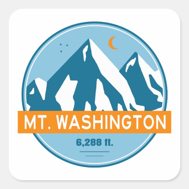 Mt. Washington New Hampshire Stars Moon Square Sticker (Front)