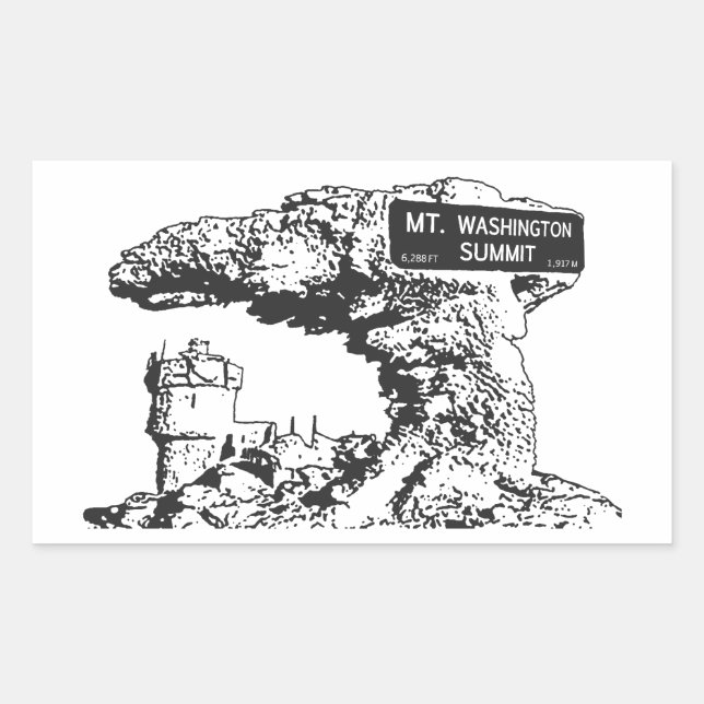 Mt. Washington Summit Sign Rectangular Sticker (Front)