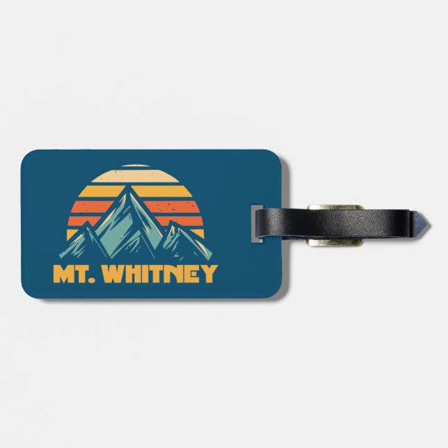 Mt. Whitney California Retro Turquoise Luggage Tag (Back Horizontal)