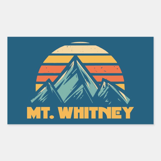 Mt. Whitney California Retro Turquoise Rectangular Sticker (Front)