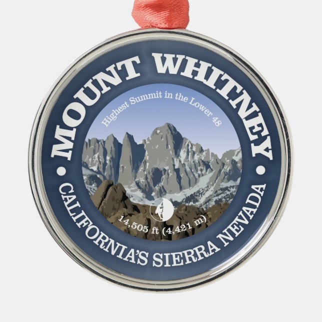 Mt Whitney Metal Ornament (Front)