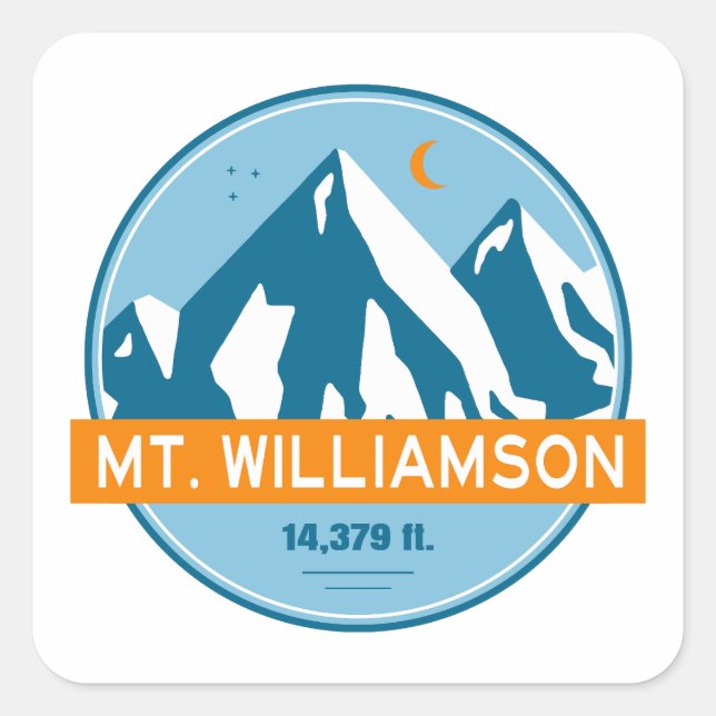 Mt. Williamson California Stars Moon Square Sticker (Front)