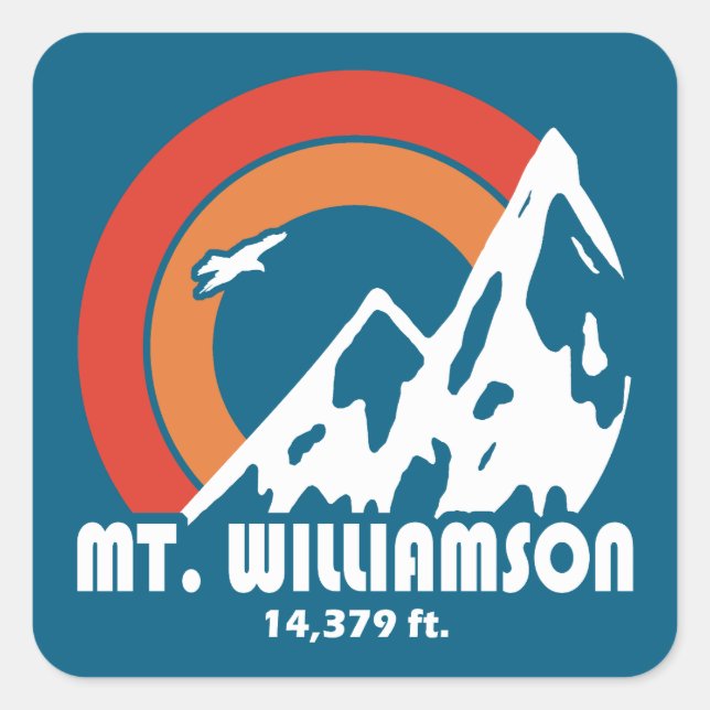 Mt. Williamson California Sun Eagle Square Sticker (Front)