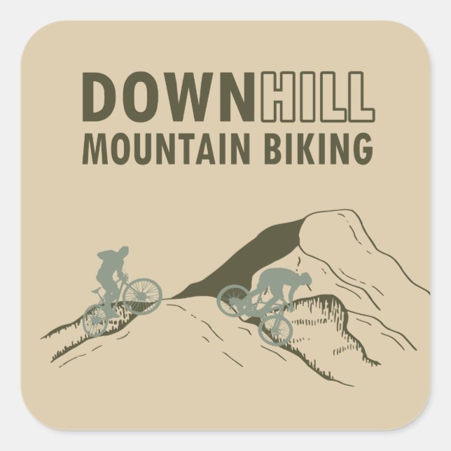MTB Downhill Mountain Bike Square Sticker (Front)