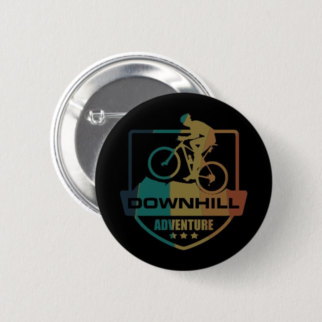 Mtb Downhill Mountain Biking Button (Front & Back)