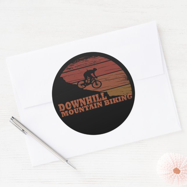 MTB Downhill Mountain Biking Classic Round Sticker (Envelope)
