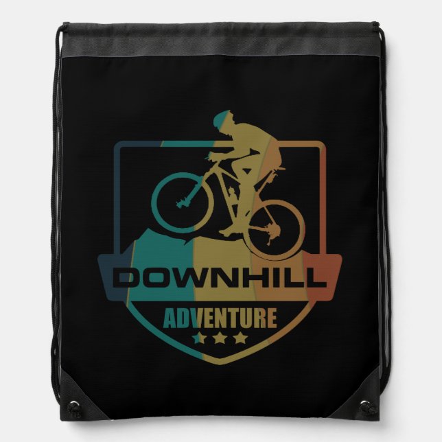 Mtb Downhill Mountain Biking Drawstring Bag (Front)