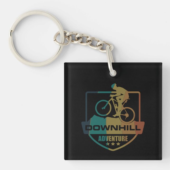Mtb Downhill Mountain Biking Keychain (Front)