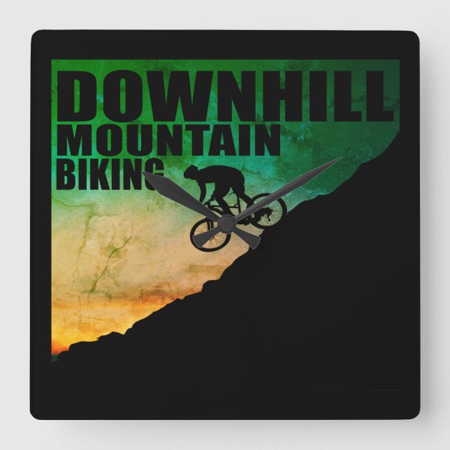 MTB Downhill Mountain Biking Square Wall Clock (Front)