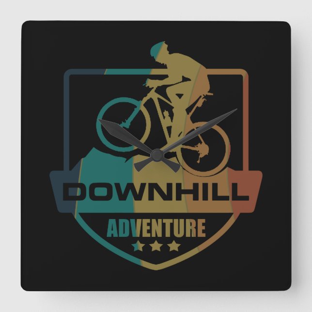 Mtb Downhill Mountain Biking Square Wall Clock (Front)