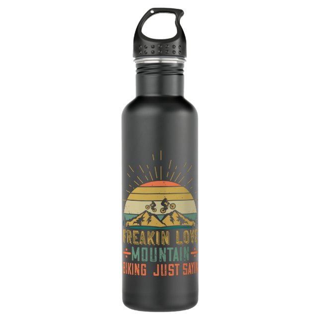 MTB - Freakin Love Mountain Biking Stainless Steel Water Bottle (Front)