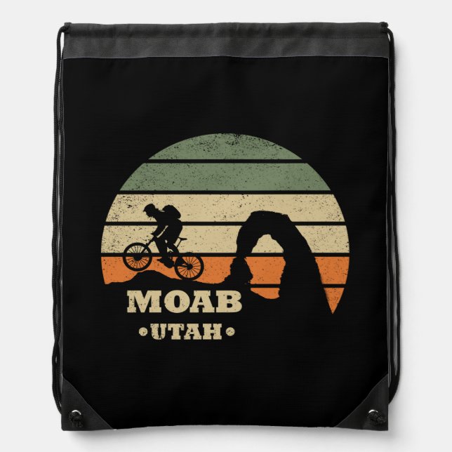 Mtb Moab - Utah Mountain Biking Drawstring Bag (Front)