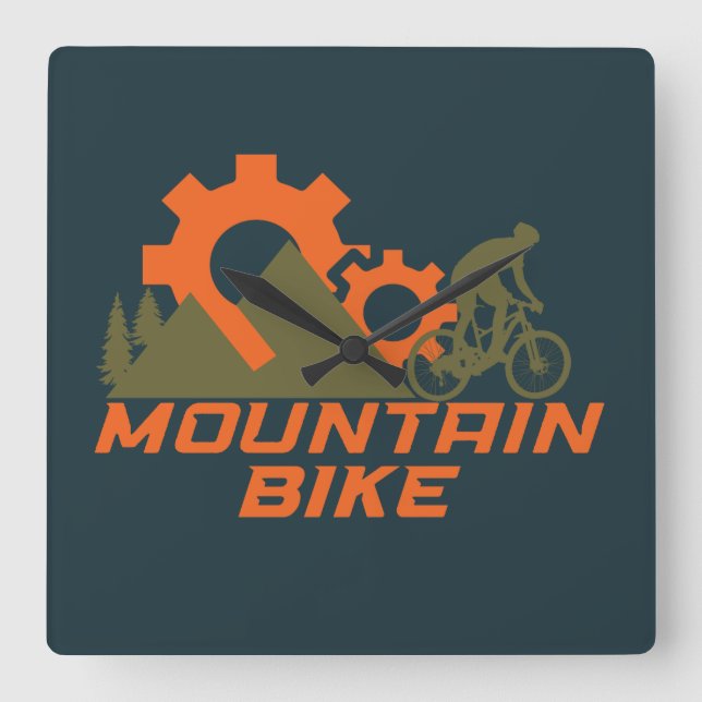 MTB Modern Downhill Mountain Bike Square Wall Clock (Front)