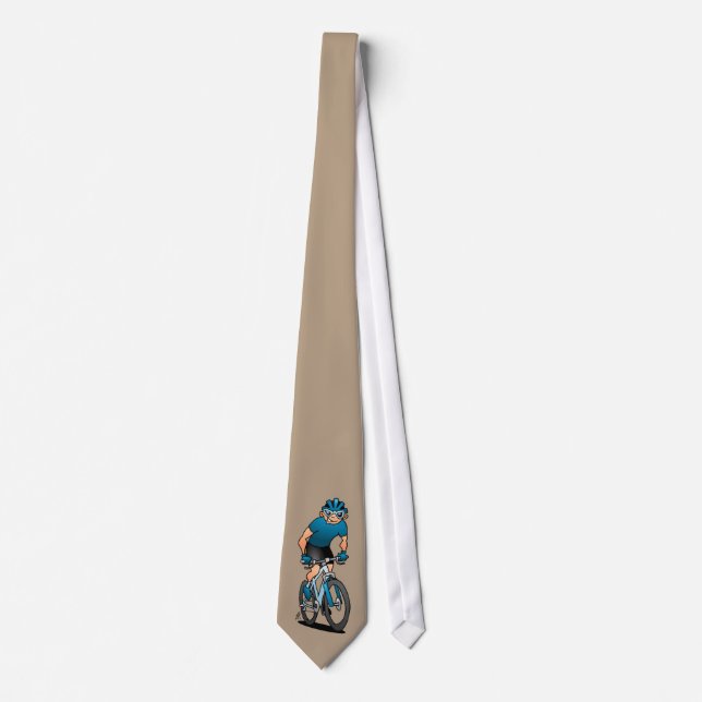 MTB - Mountain biker on his moutainbike Tie (Front)
