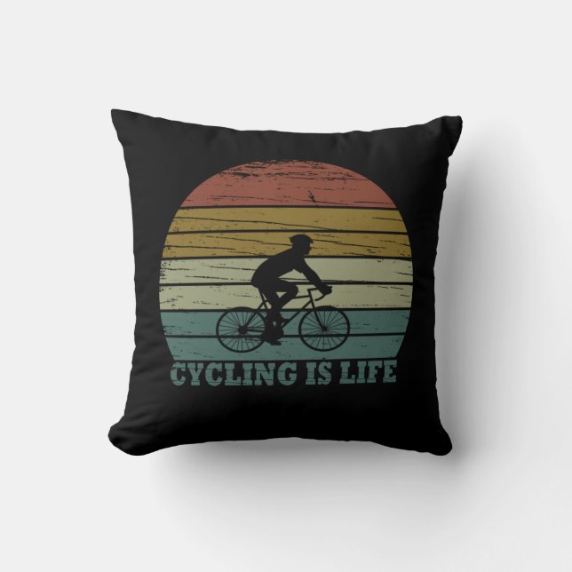 Mtb Mountain Biking Funny Cycling Throw Pillow (Front)