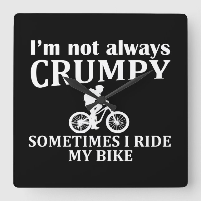 MTB Mountain Biking Humor Funny Cycling Quote Square Wall Clock (Front)
