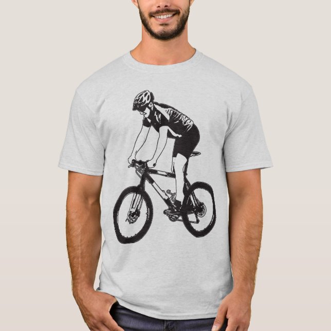 MTB Mountain Biking Solo Silhouette, Black design T-Shirt (Front)