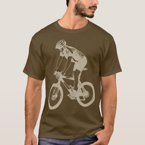 MTB Mountain Biking Solo Silhouette Tan design T_Shirt