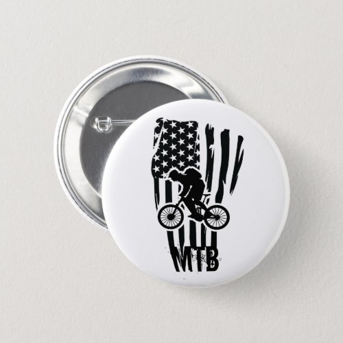 Mtb mountain biking US American black vintage flag Button