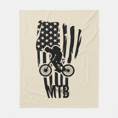 Mtb mountain biking US American black vintage flag Fleece Blanket