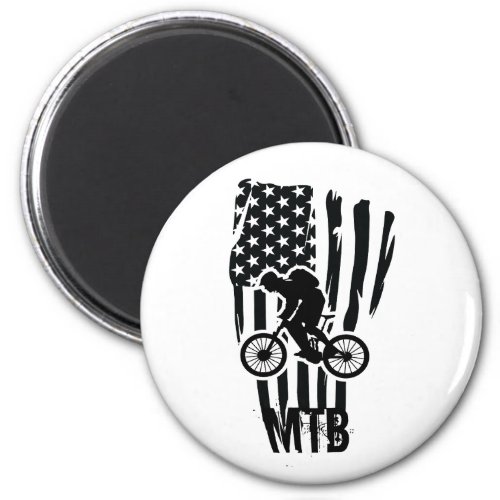 Mtb mountain biking US American black vintage flag Magnet