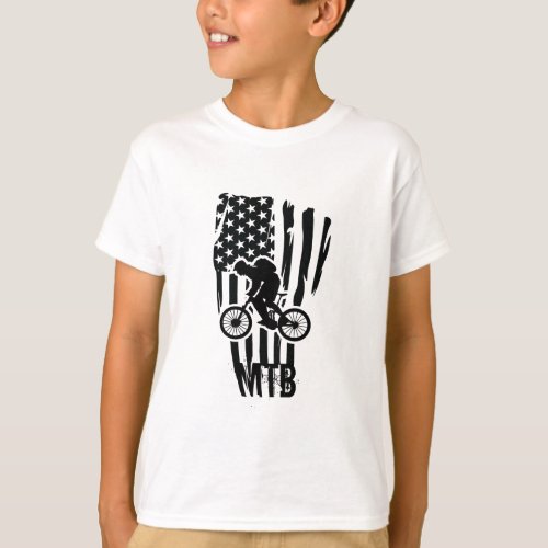 Mtb mountain biking US American black vintage flag T_Shirt