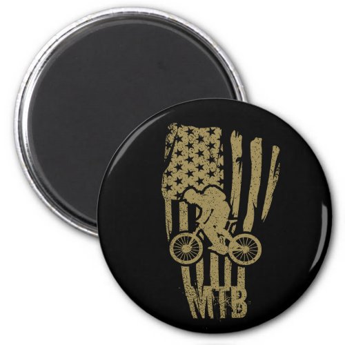 Mtb mountain biking vintage US American flag gold Magnet