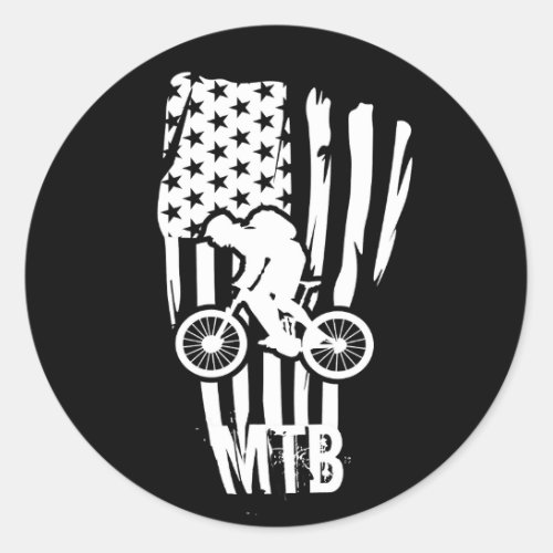 Mtb mountain biking vintage US American white flag Classic Round Sticker