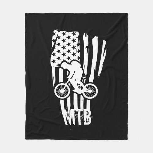 Mtb mountain biking vintage US American white flag Fleece Blanket