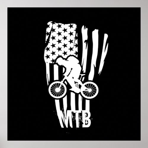Mtb mountain biking vintage US American white flag Poster